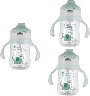 SAFIGLE 3 Pçs Copo De Aprendizagem Portátil Palha Copo De Palha Do Bebê Copo De Palha Para O Bebê Durável Copo De Água Do Bebê Alça Dupla Copo De Água Do Bebê Copo De Água Com Palha Bico