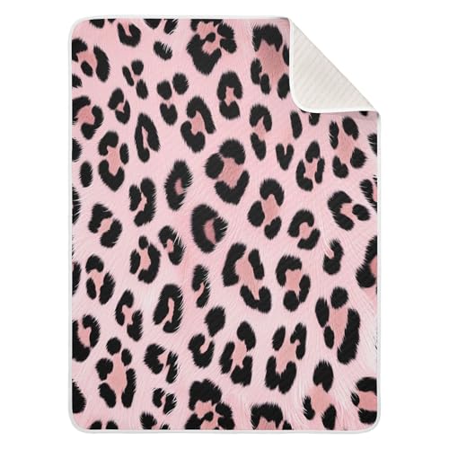 Burbuja Pink Leopard Fur Baby Blanket for Boys Girls, Nursery Soft Warm Swaddling Receiving Baby Blankets, 30x40 in Toddler Blanket