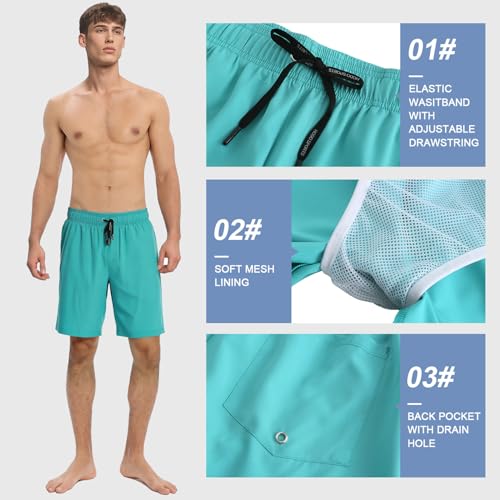 Image of HOdo Mens Swim Trunks with Mesh Liner 9 inch Quick Dry Swim Shorts Bathing Suits for Men Swimwear Board Shorts wiht Pockets