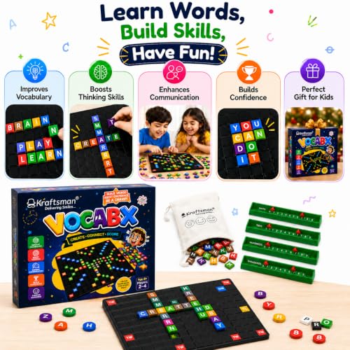 Image of Braintastic VocabX Word Board Game for Kids 8+ | Educational Word Building & Vocabulary Game | Crossword Style Family Game for 2-4 Players