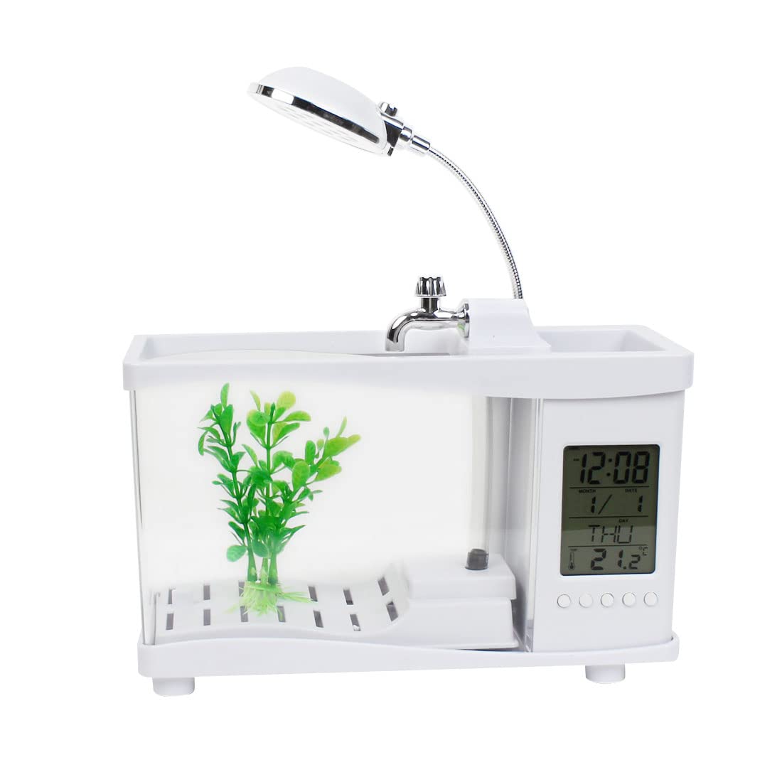 ZHuidjo USB Power Desktop Mini Aquarium Fish Tank w LCD Clock LED Light White (SN: 68e cb1 835 f3c e54) (B0BGJD691P) Amazon Price History, Amazon Price Tracker