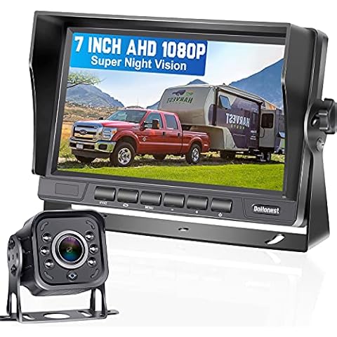 AHD 1080P RV Reversing Camera, DoHonest V22 7 Inch LCD Monitor High-Speed Rear View Observation Plug and Play Backup Camera for Trailer, Truck, RV, IR Night Vision Long-Lasting Metal Material Cover