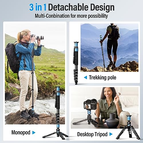 SIRUI Carbon Fiber Monopod with Feet, 67" Camera Monopod for Travel, Portable & Lightweight, Max Load 22lbs/10kg, 360° Panorama, Modular 3 in 1 (P-325FL) - Image 5