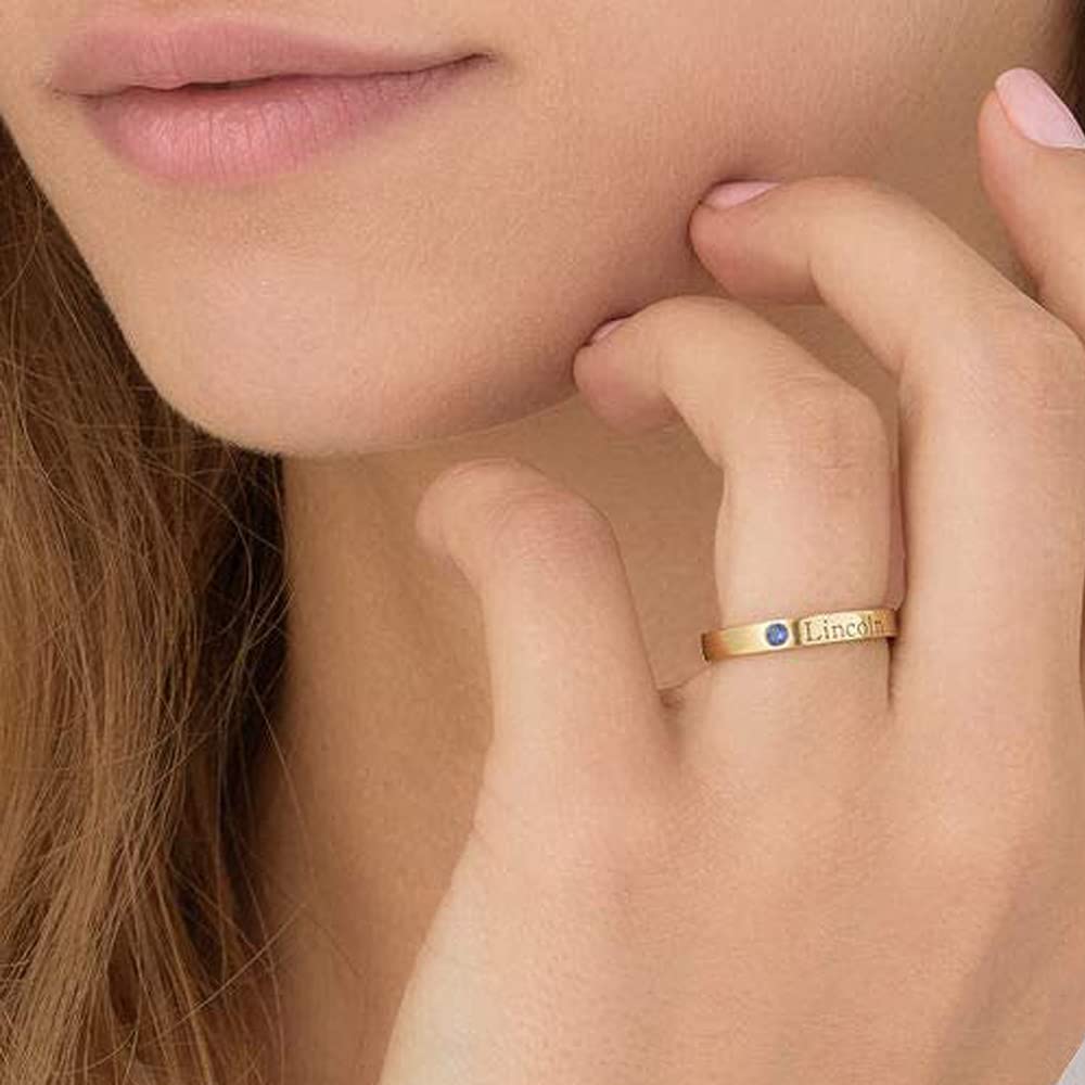 SOULMEET personalisierter Sterling Silber gravierter Namensring mit Geburtsstein Geschenk für Frauen Mama Freundin
