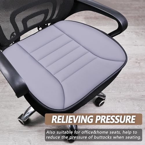 Image of MYFAMIREA 2PCS Car Seat Cushion Pad 1.2 inch Thick Comfort Seat Protector for Car Driver Seat Office Chair Home Use Memory Foam Seat Cushion with Non Slip Bottom, 20'' x 18.5'', Gray