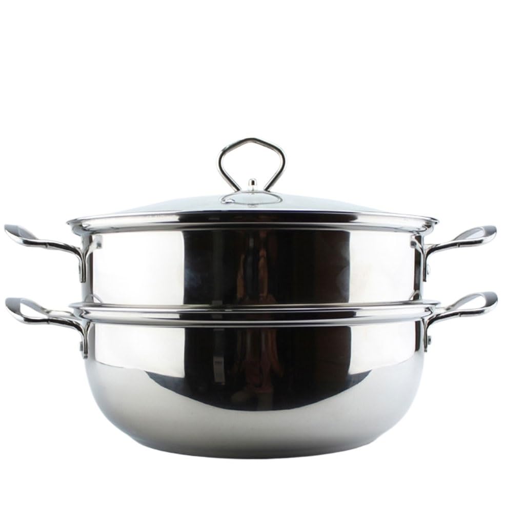 SaryEdge Thickened Stainless Steel Soup Steamer Multifunctional Double-layer Single-layer Hot Pot,white-Fruit peach5-23 * 19cm,white-Fruit peach5-23 * 19cm