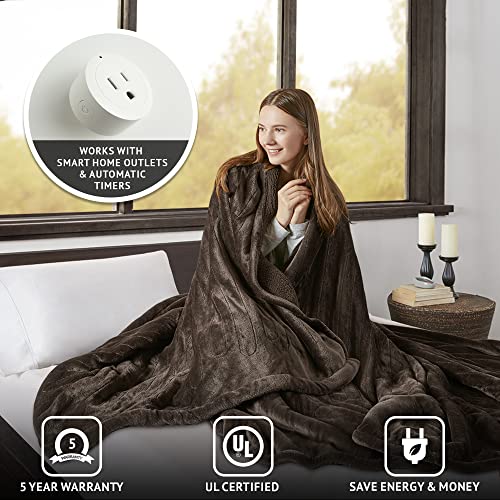 Beautyrest Heated Microlight To Berber Elect Electric Blanket With 20 Heat Level Setting Controller, Twin: 62X84, Chocolate,Br54-0385 #TOP3