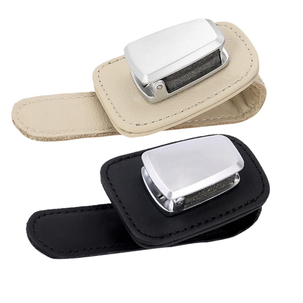 Gatuida 4pezzi Porta Occhiali Da Auto Supporto Visiera Per Occhiali Da Sole Clip Per Riporre e Proteggere e Biglietti Nero e Beige