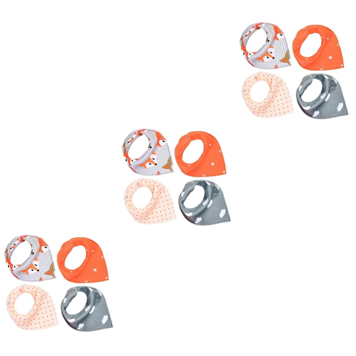 UPKOCH 12pièces Bavoirs Bandana Unisex Garçon Fille Garçon Fille Coton Absorbant Tablier De Dribble Triangle Avec Boutons-pression Pour Nourrissons Et Teething