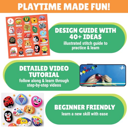 Image of Kalakaram DIY Rock Painting Kit for Kids & Adults | Coloring & Painting Set, DIY Art & Craft Kit | Stone Color Art & Gifts for Girls Age 4+ Years | Return Gift & Screen-Free Activity