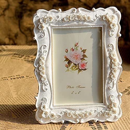 Amoyi Flower Photo Frame Ornate Textured Hand-Crafted Resin Picture Frame With Easel & Hook For Tabletop & Wall Display, Decorative Floral Design Home Décor, Photo Gallery, Art, More (4X6) #TOP1
