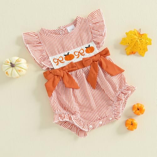 Kayotuas Baby Girl Summer Clothes Cute Smocked Bubble Romper Fly Sleeve Ruffled Doll Collar Letter Embroidery Bodysuit Dress3