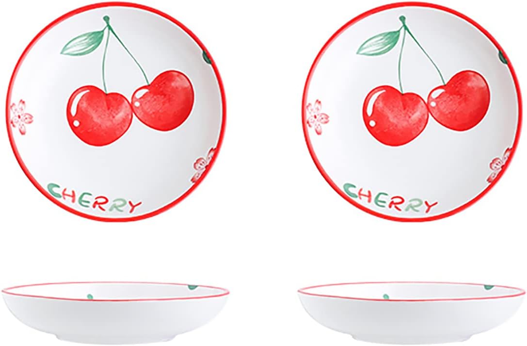 Bicuzat Platos de cerámica multiusos con patrón de cereza dulce, guarniciones, platos para sushi, platos de aperitivo, platos para servir,