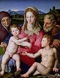 PTLYE Pintura al óleo Retrato en Lienzo Retrato en Lienzo Sagrada Familia con Santa Ana y el Niño Bautista de Agnolo Bronzino para Decoración de Pared 60x90cm