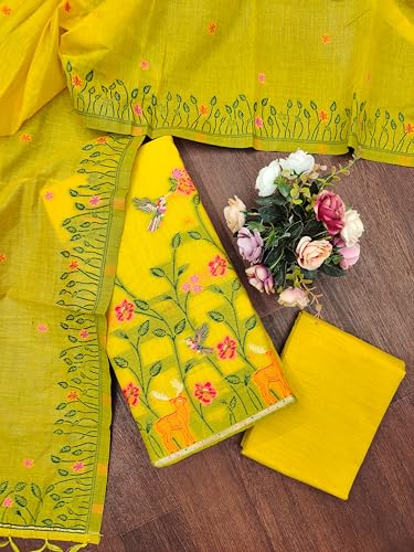 Image of DEVANGI Women's Jamdani Cotton Unstitched Suit & Dupatta Material