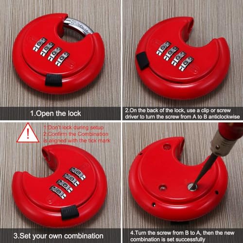 Image of Istara Combination Disc Padlock Number Lock - 70 mm for School Gym Locker, Fence, Toolbox, Gate, Case Round Combination Padlock (RED)