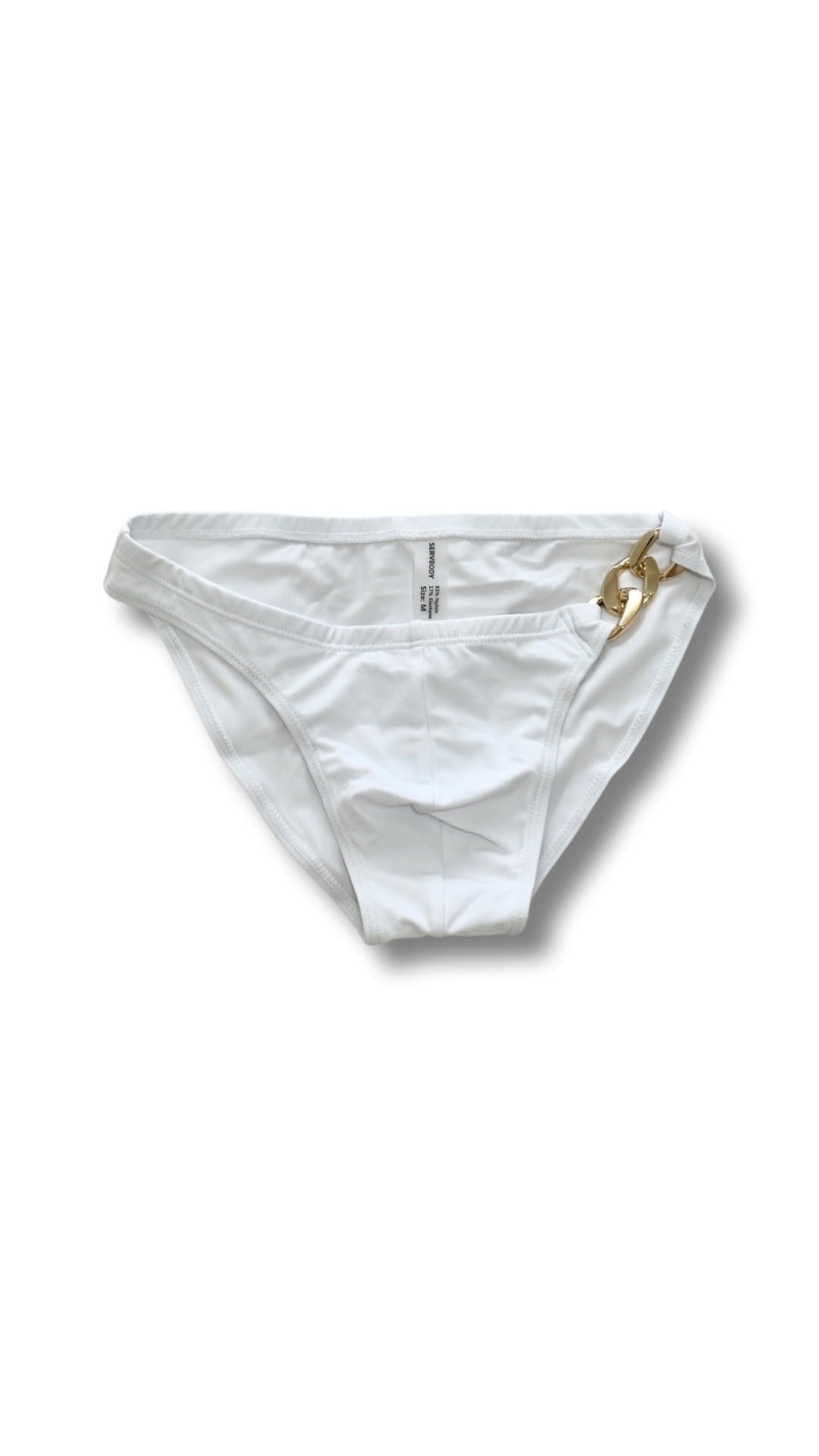 ServBody Gold Chain Men’s Briefs, Swimwear, Durable and Comfortable for Any Type of Activity! 4 Different Solid Colors! (as1, Alpha, s, l, Regular, Regular, Standard, White)