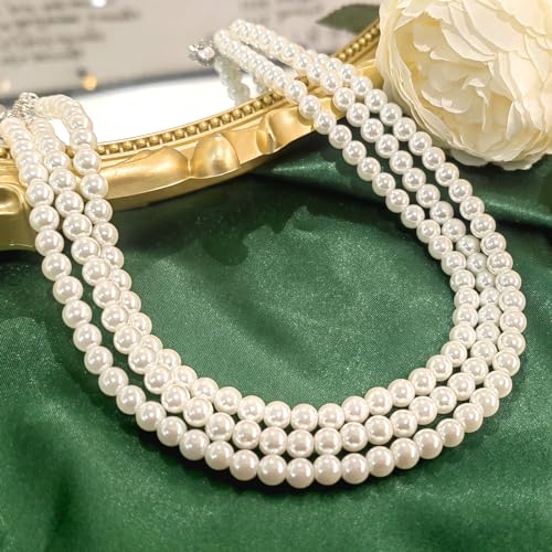 Image of Zeffy Pearl Necklace 4MM /6MM /8MM Dainty Round Imitation Pearl Choker Necklace Wedding Pearl Necklace Delicate Jewelry for Women Simple Bridesmaid Jewelry Gifts