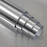 Hopepak Stainless Steel Contact Paper Peel and Stick Waterproof Silver Metallic Wallpaper Self Adhesive Removable Vinyl Roll for Kitchen Cabinet Refrigerator Dishwasher Countertop 17.3''x118''