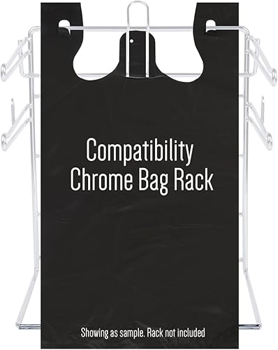 Miniatura 3 de Bolsas grandes para camisetas en relieve color negro liso (400 unidades), 12 x 7 x 22 pulgadas, 17 micrófonos, bolsas negras con asa, a granel,