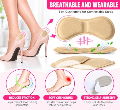 Image of Heel Pads Snugs for Shoe & Height Increase Insoles Shoe Insoles, Self-Adhesive Heel Grips Liner Cushion Inserts for Loose Shoes, Heel Pad for Heel Pain Men Women (Heel Liner)