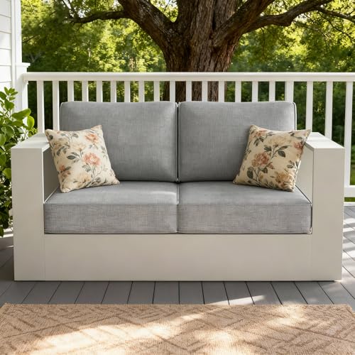 Image of LayinSun Oversized Aluminum Outdoor Furniture, 1 Piece Patio Lovseat Sofa, Deep Seating and Upgraded 6-inch Cushions for Porch, Balcony, Deck