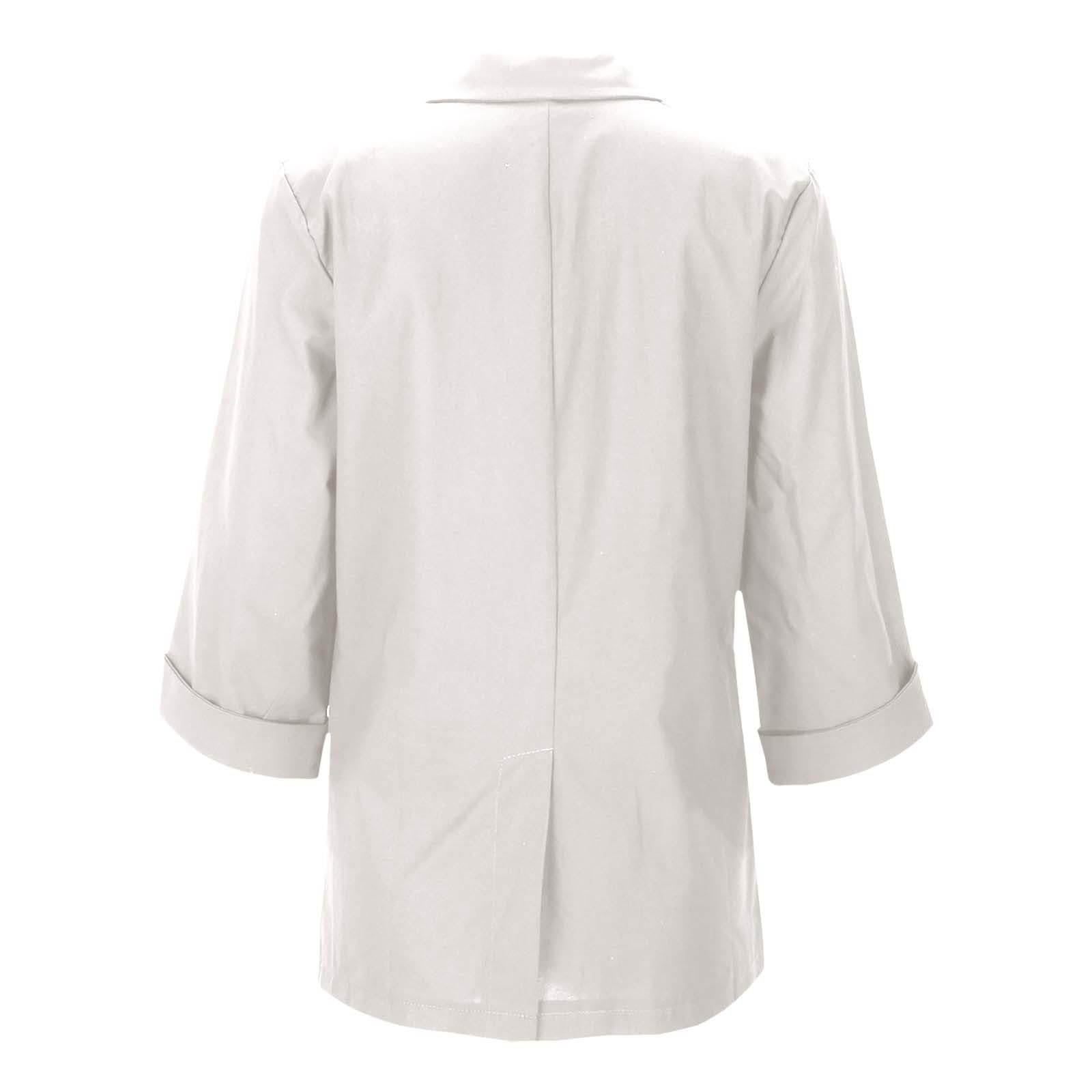 Generisch Blazer élégant pour femme - Grande taille - Coupe ajustée - Coton et lin - Couleur unie - Manches 7/4