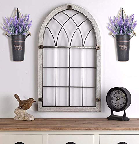 Lesen Farmhouse Metal Wall Planter With Hooks Country Home Hanging Wall Vase Pocket Planters Flowers Holder For Plants Or Flower Indoor Or Outdoor Rustic Wall Decor,Set Of 2 #TOP4