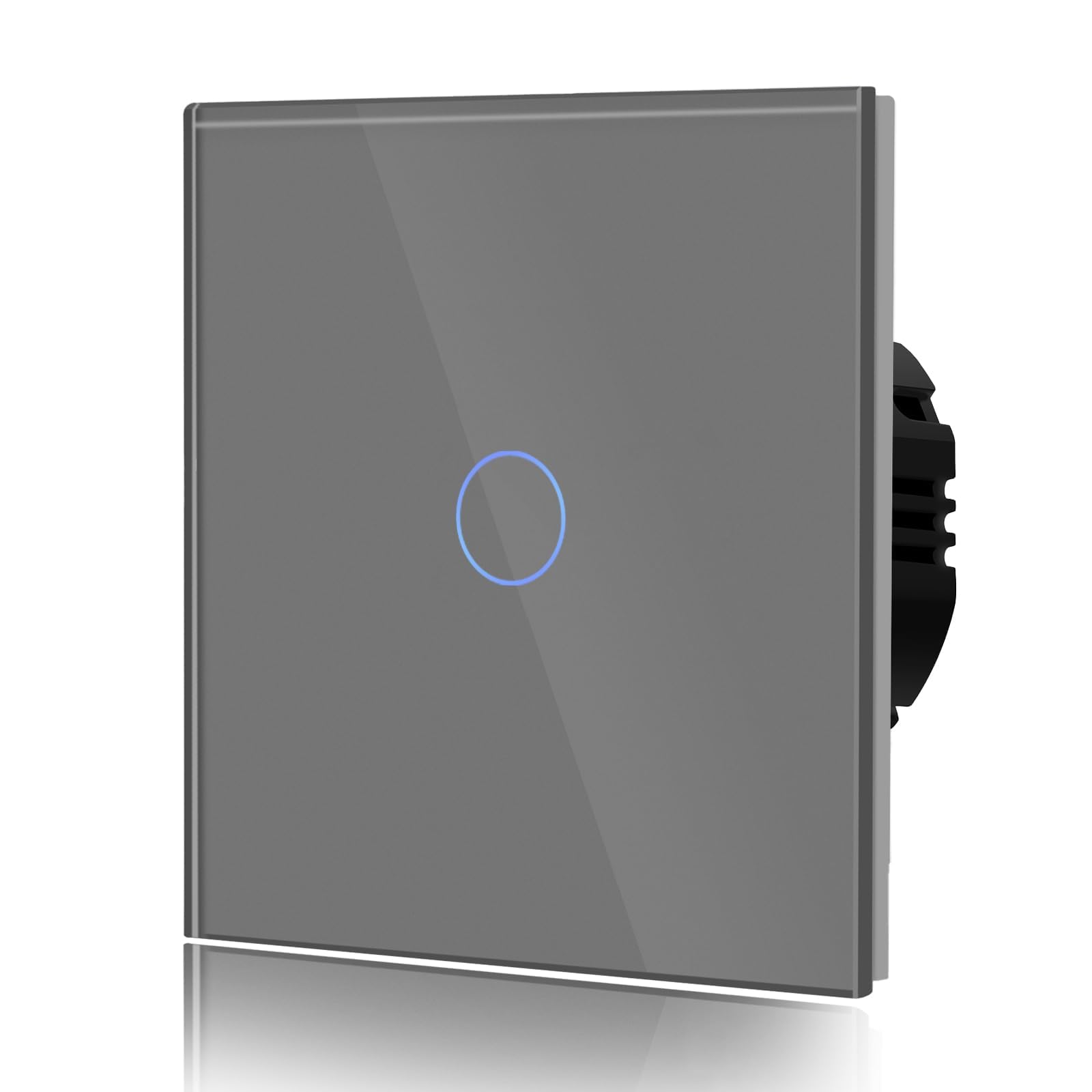 BSEED Touch Light Switch Glass Panel Non-WiFi 1 Gang 1 Way LED Lamp Compitable Tempered Touch Screen 240V Wall Light Switch Gray