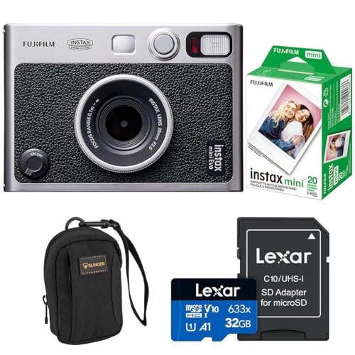 Fujifilm Instax Mini Evo Instant Film Camera, Black, Bundle with Fujifilm instax mini Instant Daylight Film Pack 20 Exposures, Slinger Alpine 2 Camera Bag, Lexar 32GB Memory Card w/SD Adapter - image 1