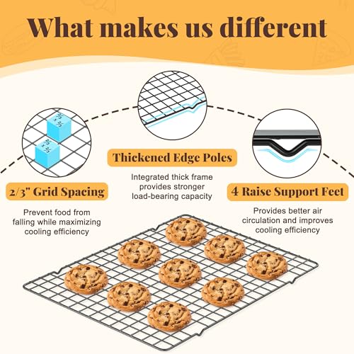 Cooling Racks for Cooking and Baking - 2 PCS 10" x 15" Grid Wire Baking Rack for Oven Cooking, Baking, Grilling, Roasting - Dishwasher Safe Bacon Rack - Fits Jelly Roll Cookie Sheet Pan #2