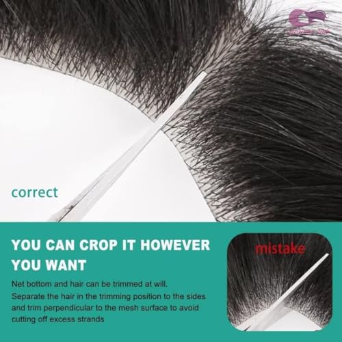 Image of Frontal Hair Patch for Men | Transparent Poly Base | 100% Real Human Hair Toupee | Natural and Invisible Hairline | Easy Fix with Glue or Tape | (Natural Black)
