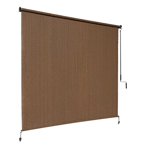 Coolaroo Exterior Roller Shade, Cordless Roller Shade with 90% UV Protection, No Valance, (6' ), Walnut 