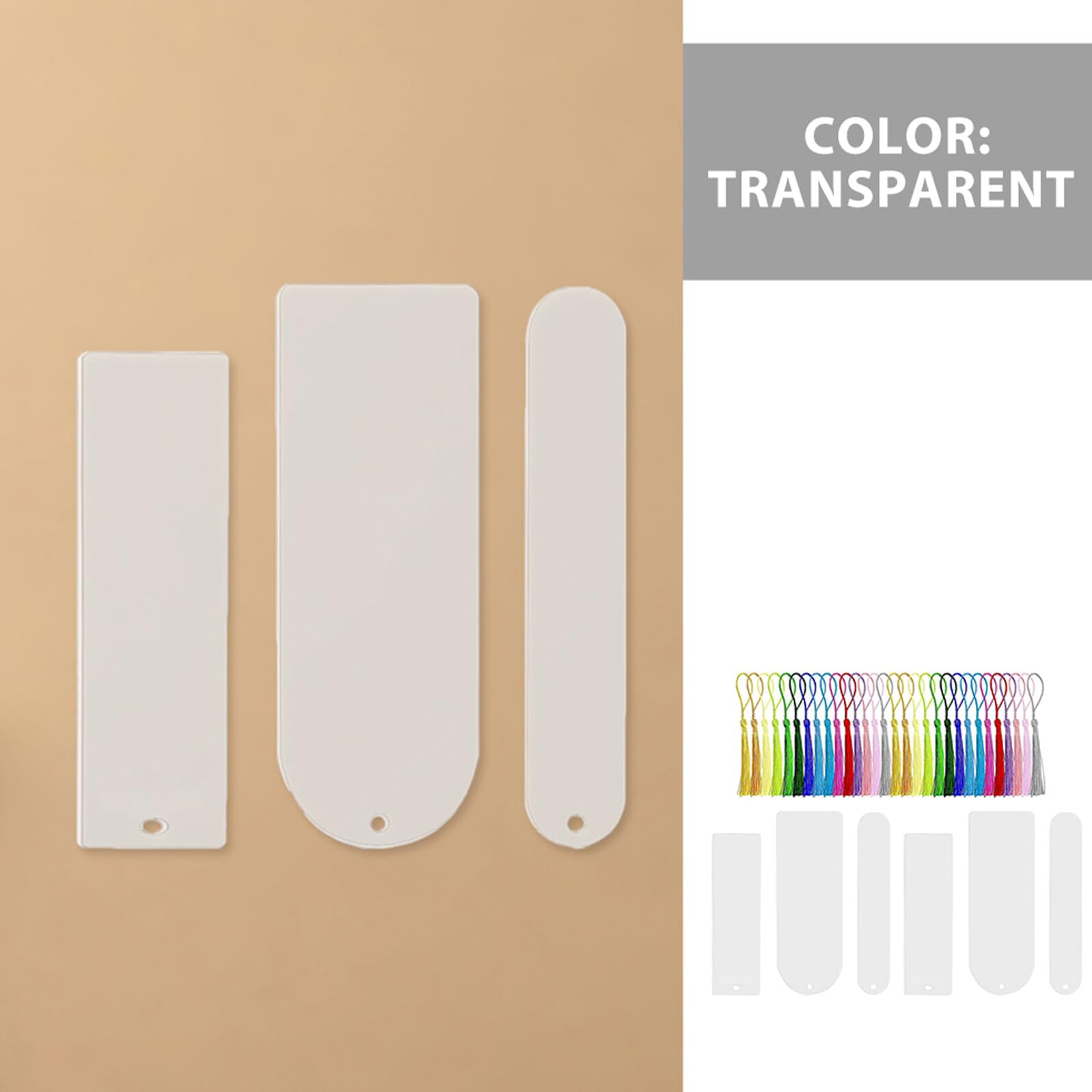 Set Segnalibri Vuoti in Acrilico Trasparente Rettangolari con Nappe Colorate Kit Artigianale Fai da Te per Donne e Ragazze Etichette Sospese per Creazioni Personalizzate