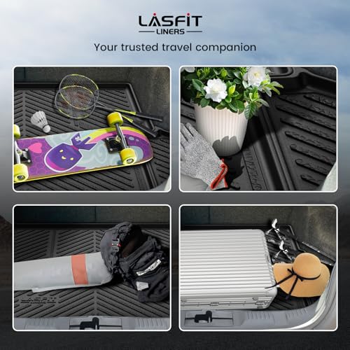 Image of LASFIT Cargo Mat for Ford Mustang 2015-2023 with or Without Subwoofer | Trunk Liner Custom Fit All Weather Protector TPE One-Piece Design Easy Installation Easy Clean Trunk Mat, 1pc Black