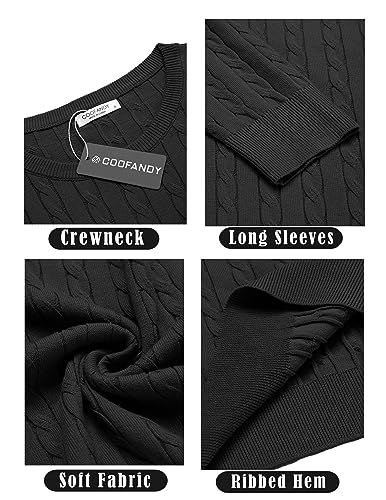 COOFANDY Suéter masculino de malha de gola redonda slim fit, leve, casual, com estampa torcida, Pret