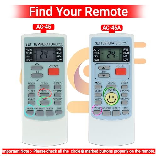 Image of Electronic Spices AC Remote | Compatible with Voltas AC (Model AC-45A) with AAA Batteries