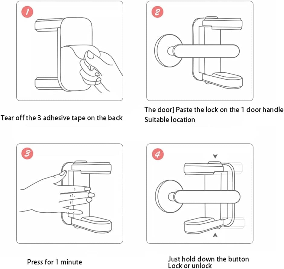 Door Knob Lever Child Proof Door Lever Lock Prevents Toddlers from Opening Doors Punch-Free Lock Door Handle,1/4Pack-white Door Lock with Handle (Color : 4 Pack)