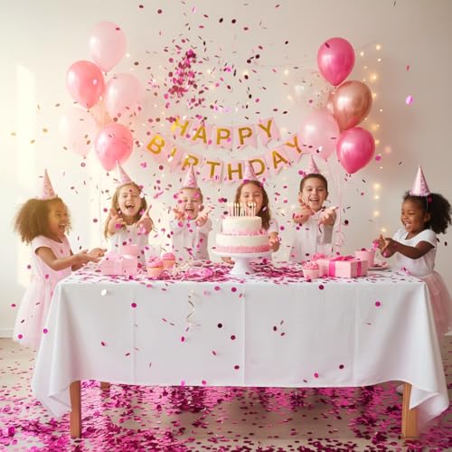Image of Hot Pink Metallic Foil Confetti(0.59 inch) Round Dots Glitter Table Confetti for Party Wedding Decorations,2.11 OZ per pack