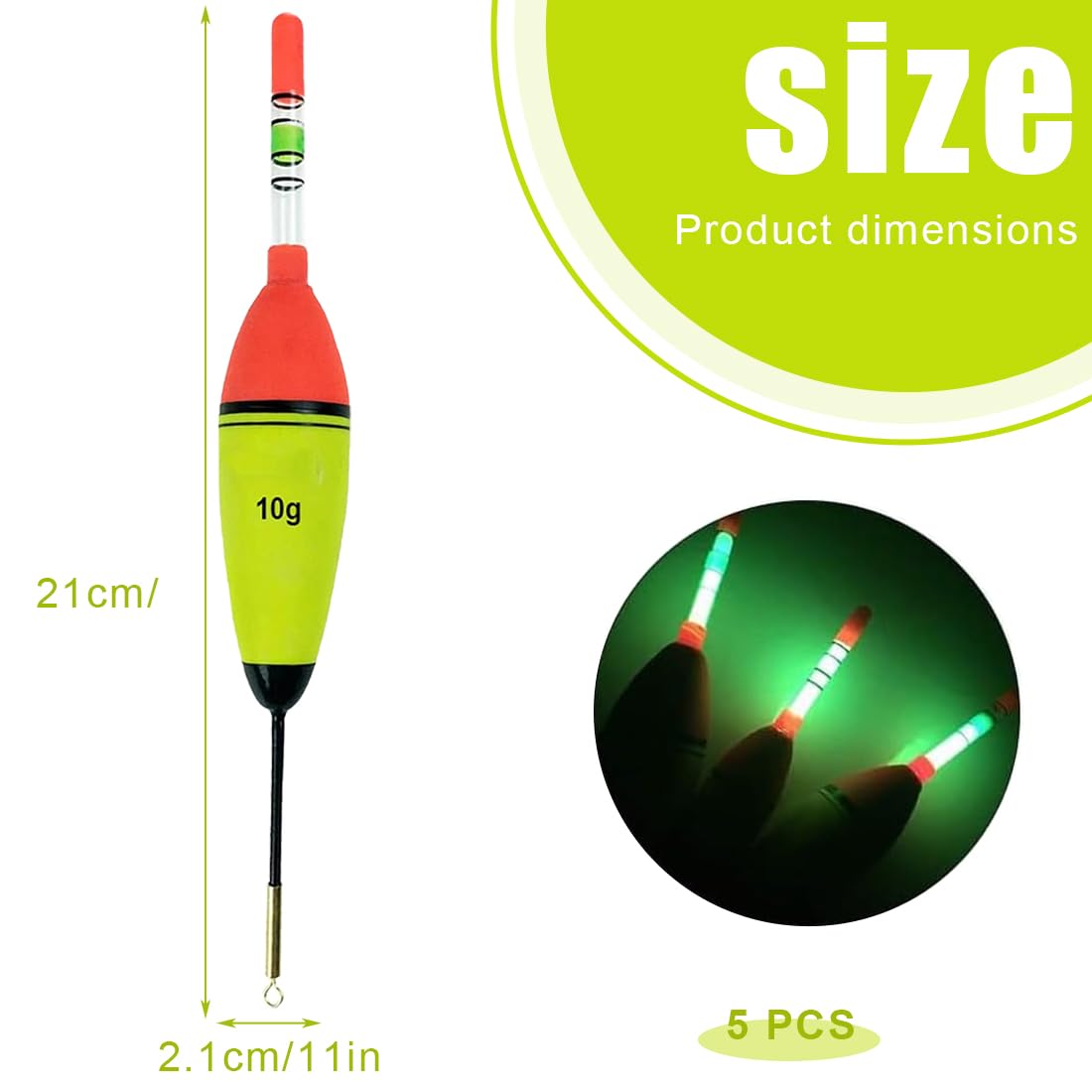 Galleggianti Da Pesca Notturna XPEX 5 Pezzi - In Schiuma EVA, Fosforescenti, 10g, Per Trota E Carpa - Foto 10