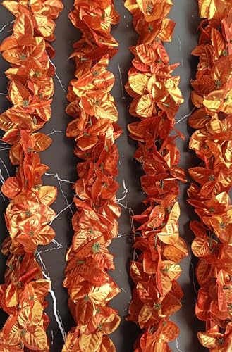 Image of VRB Dec 1 Pcs Artificial Flowers Vine Blossom /Roses Garland Fake (6 ft) Flowers Fabric Roses /Blossom Garland for Wedding Decor Diwali /Ganpati /Garden Wall Valentine (Bronze Money Plant Creeper)