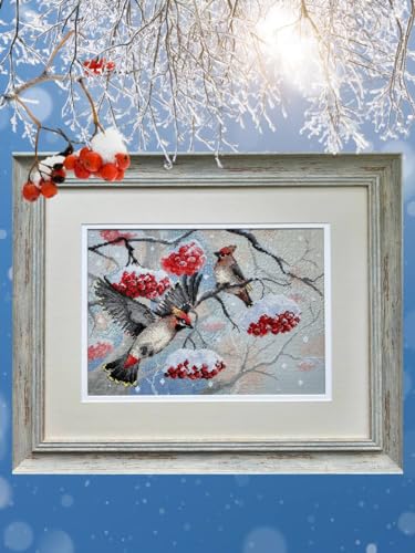 Image of RIOLIS - Winter Whispers 2207, Animals Cross Stitch Kits 11 inchx8, Cross Stitch Kits for Beginners & Advanced, Crossstitching Kit Adult, Embroidery Counted Stitching Kit