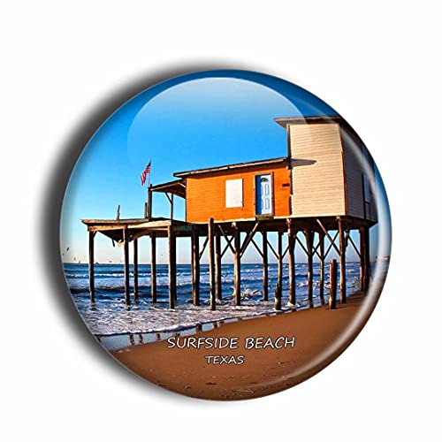 Imán decorativo de cristal redondo Surfside Beach Texas miniatura 1