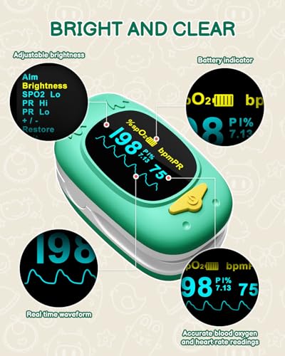 Image of HOLFENRY JKS50A Pulse Oximeter-Oxygen Monitor Fingertip Pulse Oximeter Fingertip, Large OLED Display, Included AAA Battery & Lanyard