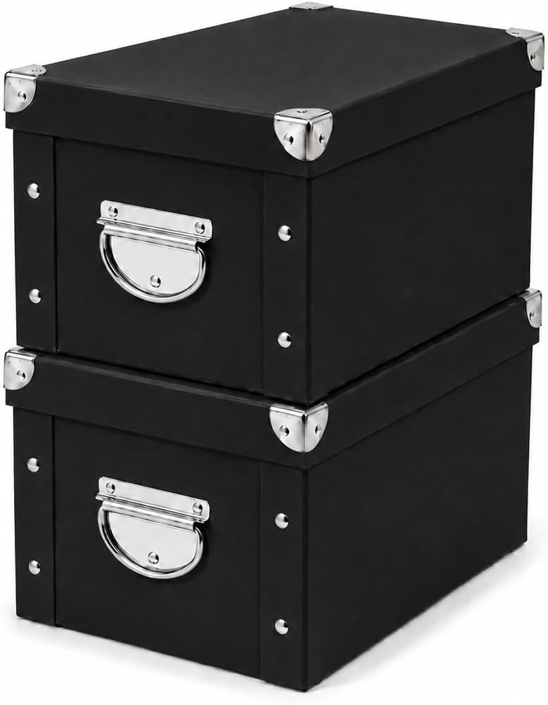 GUOZI Collapsible Storage Box with Lid, Decorative Cardboard File Organizer