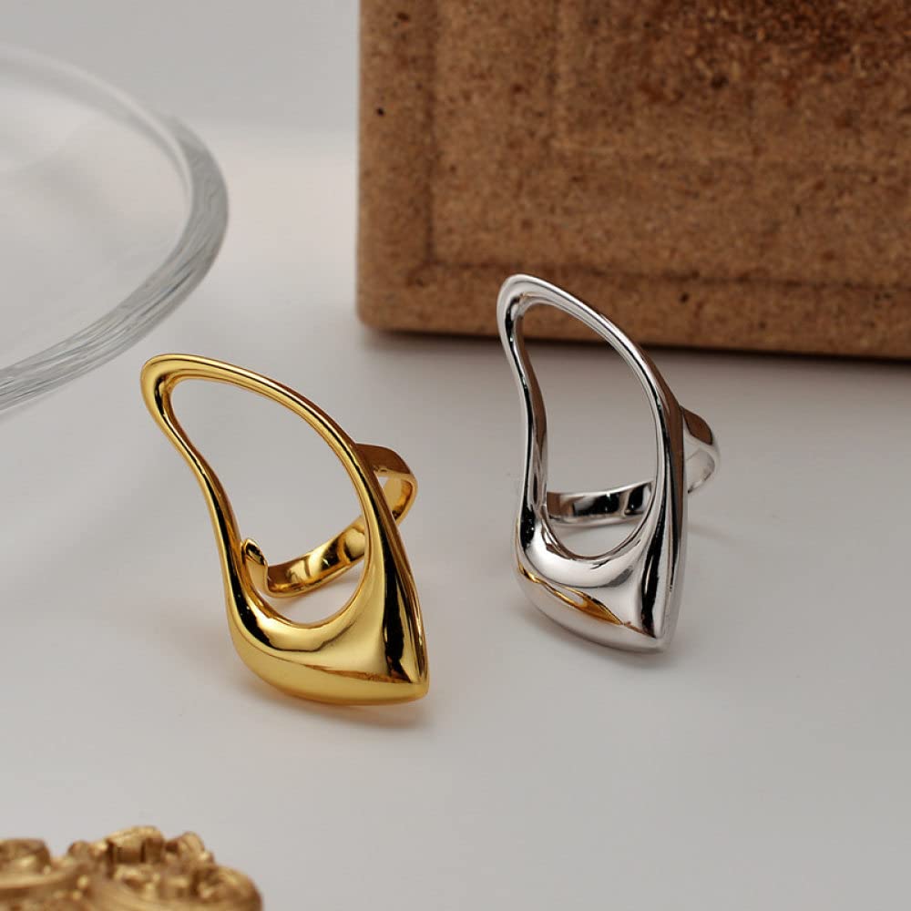 Anello In Argento Sterling 925,Anelli Regolabili Per Donna Grande Forma A Goccia In Argento Sterling 925 Traforato Esagerazione Geometrica Anelli Eternity Fedi Nuziali Placcate Oro Anelli Di Promess