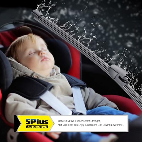 Image of 5 PLUS 13 Inch Rear Wiper Blade Replacement for Volkswagen VW 2015-2009 Tiguan 2014-2009 Jetta 2014-2010 Golf 2010-2004 Touareg 2009-2006 Rabbit, BACK Windshield Wiper Blade (A330H)