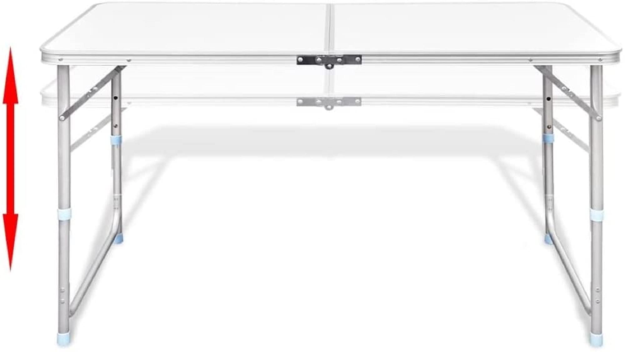 Mesa para Acampada 120x60x70cm Incl 4 Taburetes Plegable portátil como si Fuera un maletín Altura Regulable para pícnic Camping Gris Claro (Conjunto mesa y 4 sillas)