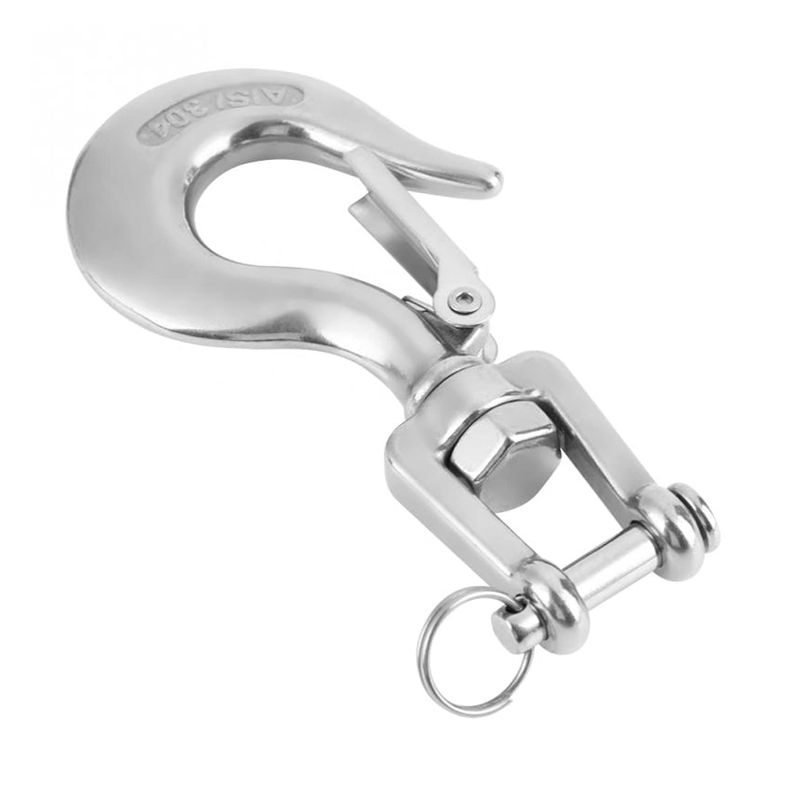 Load-Bearing Hook,650kg/ 1000kg Loading 304 Stainless Steel Swivel Lifting Hook with Latch Rigging Accessory(650Kg)
