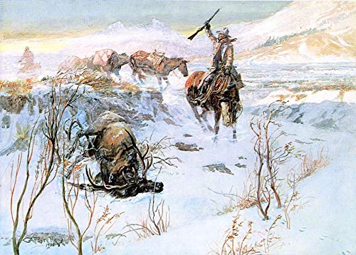 Tableau Charles Marion Russell peint à la main : art indien de prestige